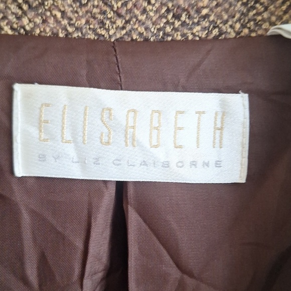 VTG Liz Claiborne Wool Mohair Blazer Brown Size 18 Dark Academia Oversized - Picture 2 of 7